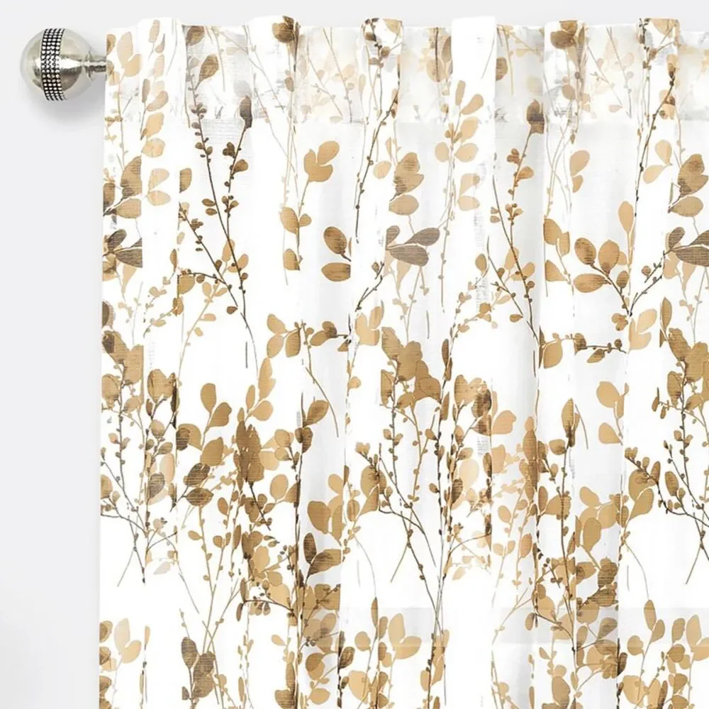 Achim Home Furnishing Misty Hazelnut Floral Petal Vines Window Curtain Panels :